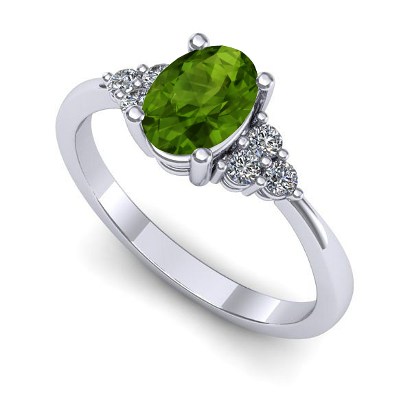 Inel din aur alb cu peridot