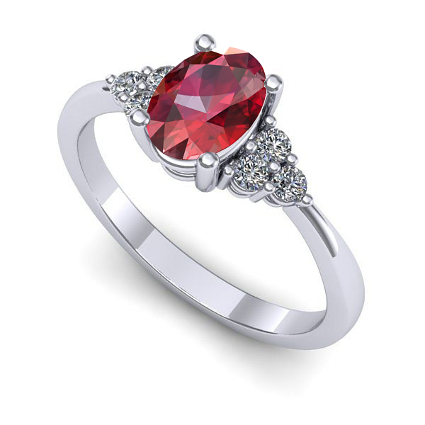 Inel de logodna din aur alb cu rubin