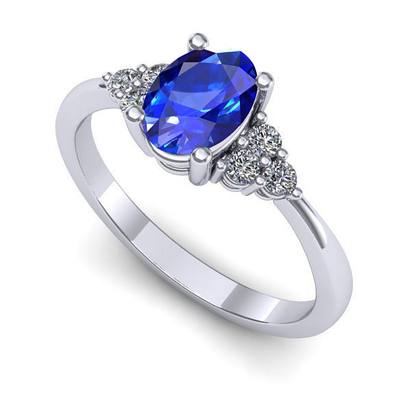 Inel de logodna din aur alb cu safir