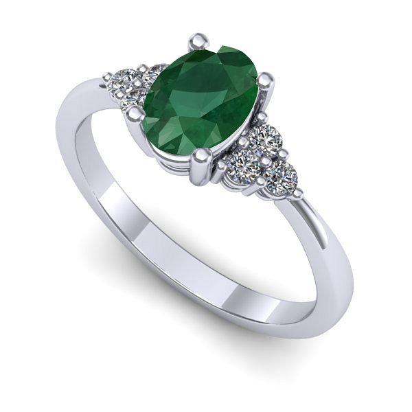 Inel de logodna din aur alb cu smarald
