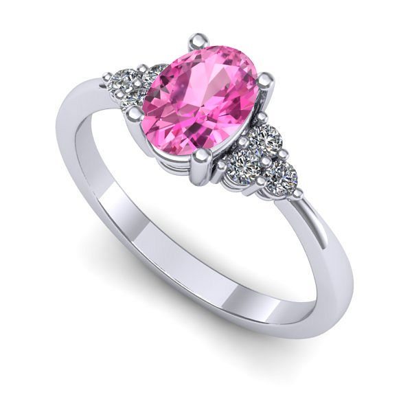 Inel logodna din aur alb cu safir roz