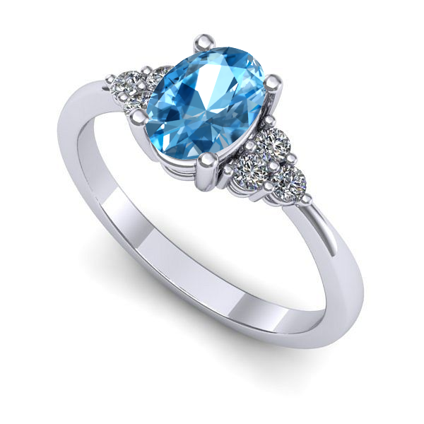 Inel din aur alb cu topaz blue