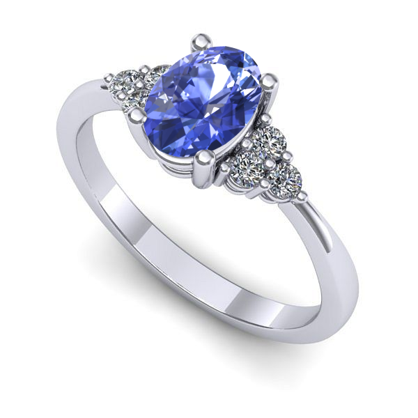 Inel logodna din aur alb cu tanzanit