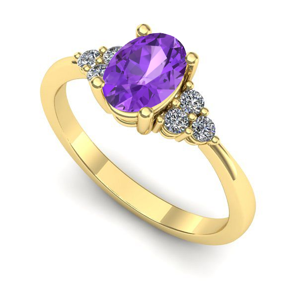 Inel de logodna din aur galben cu ametist