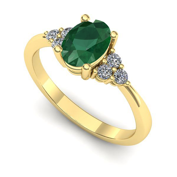 Inel logodna din aur galben cu smarald