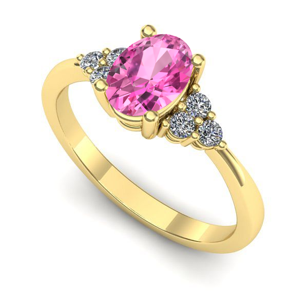 Inel din aur galben cu safir roz