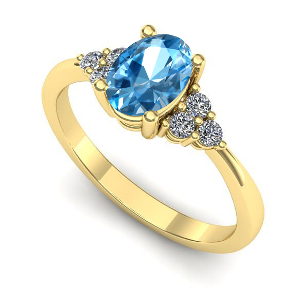 Inel logodna din aur galben cu topaz blue