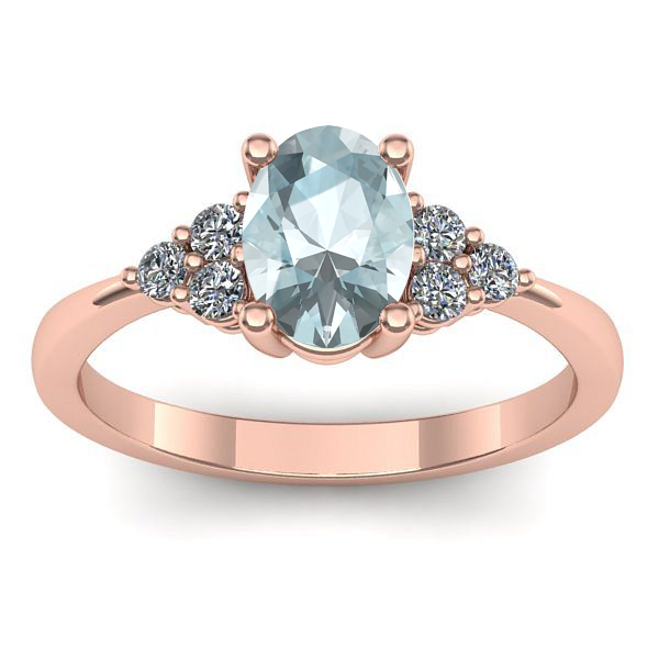 Inel logodna cu aquamarin oval