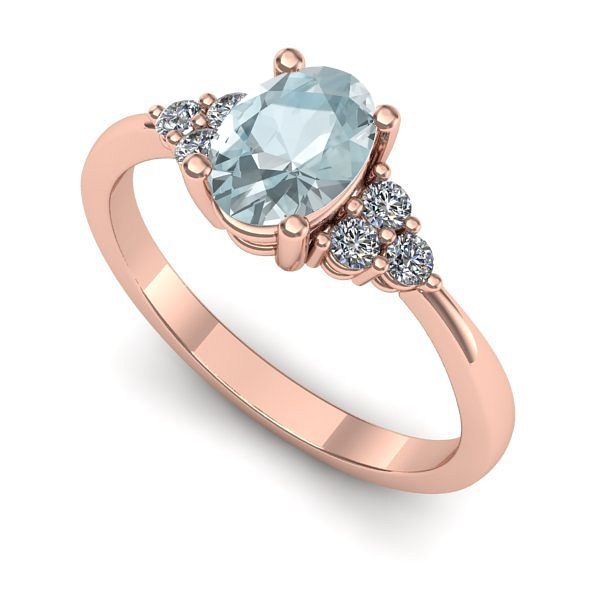 Inel de logodna din aur roz cu aquamarin