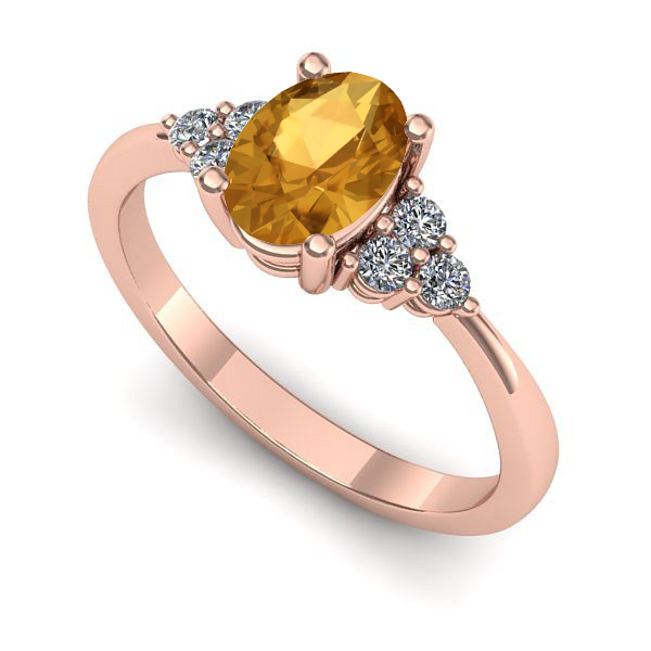 Inel din aur roz cu citrin