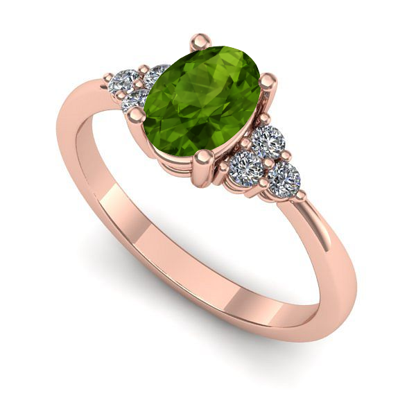 Inel de logodna din aur roz cu peridot