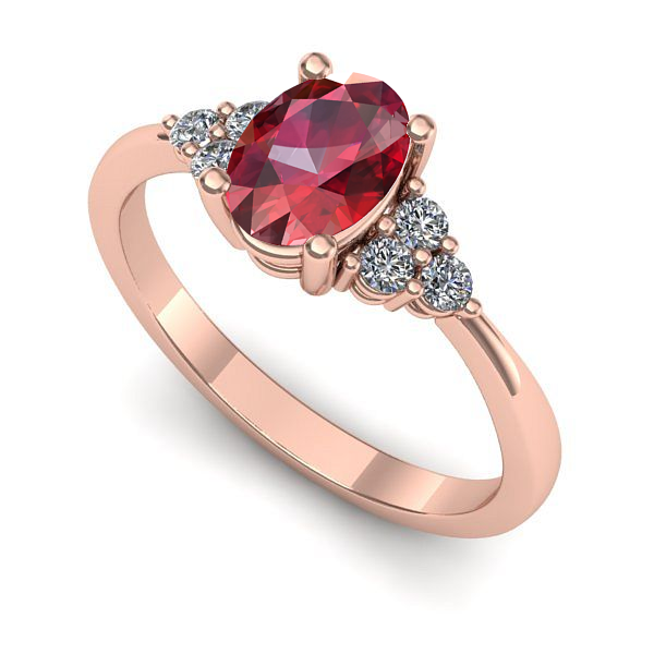 Inel de logodna din aur roz cu rubin