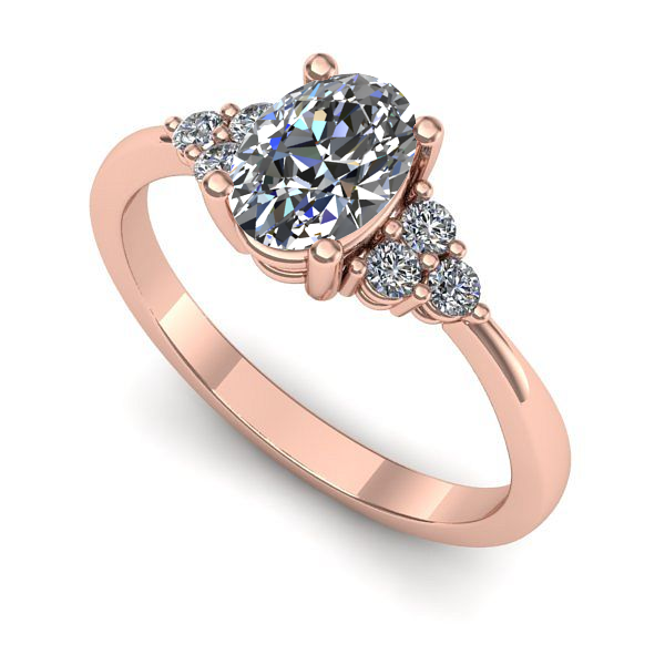 Inel logodna din aur roz cu safir alb