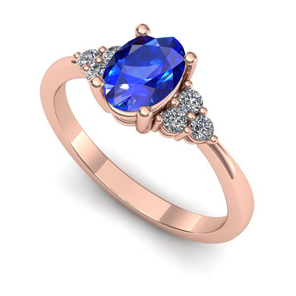 Inel de logodna din aur roz cu safir