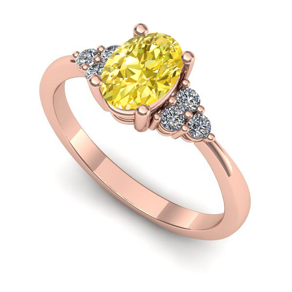 Inel logodna din aur roz cu safir galben