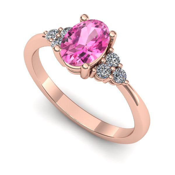 Inel din aur roz cu safir roz