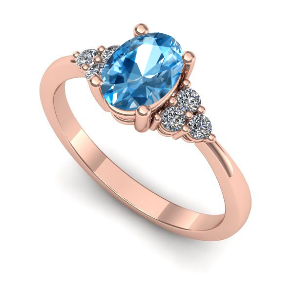 Inel din aur roz cu topaz blue