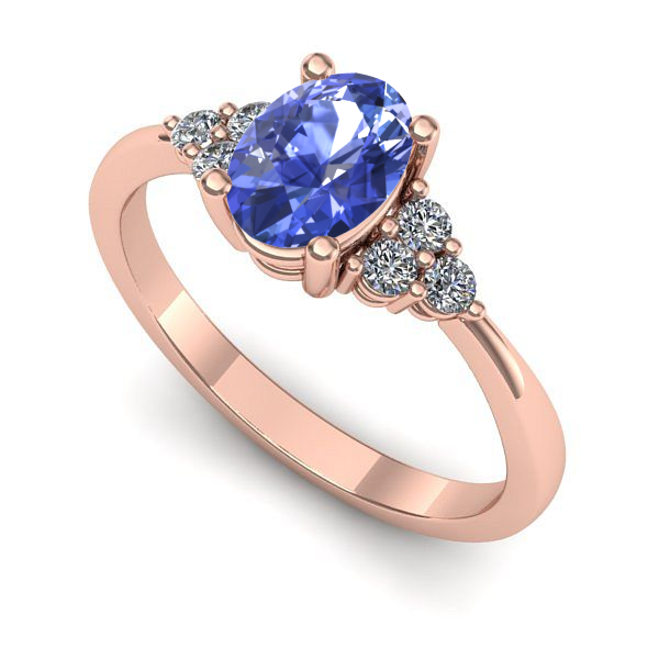 Inel de logodna din aur roz cu tanzanit