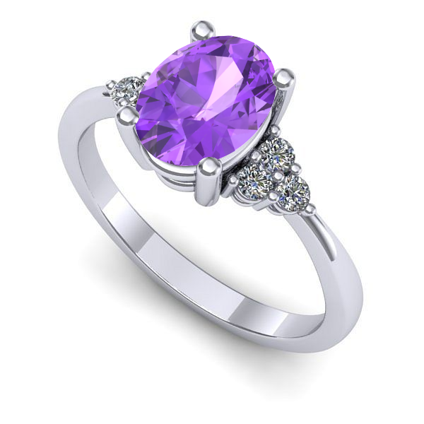 Inel de logodna din aur alb cu ametist