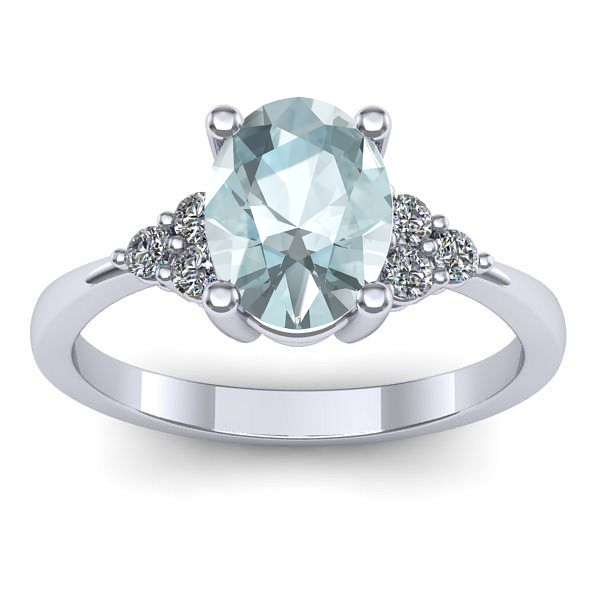 Inel de logodna cu aquamarin oval