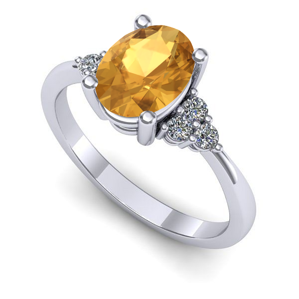 Inel de logodna din aur alb cu citrin