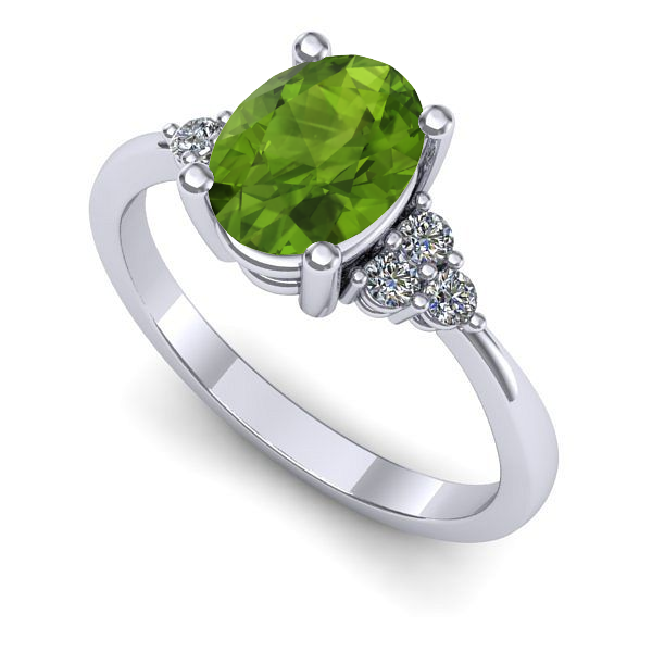 Inel logodna din aur alb cu peridot