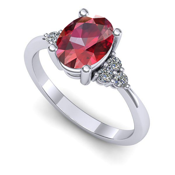 Inel din aur alb cu rubin