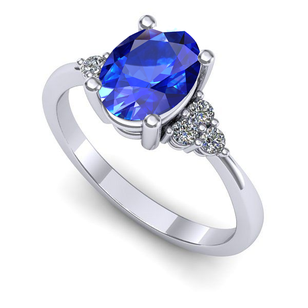 Inel din aur alb cu safir