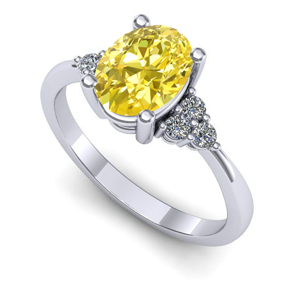 Inel logodna din aur alb cu safir galben