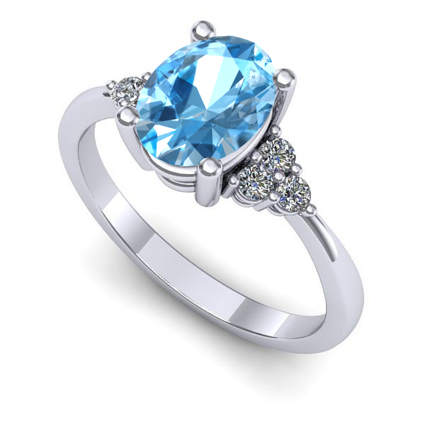 Inel logodna din aur alb cu topaz blue