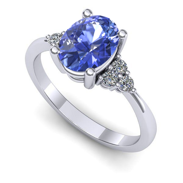 Inel logodna din aur alb cu tanzanit