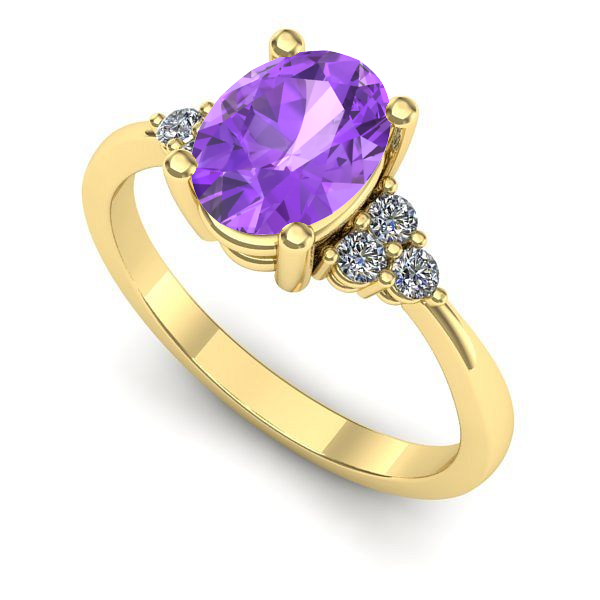 Inel logodna din aur galben cu ametist