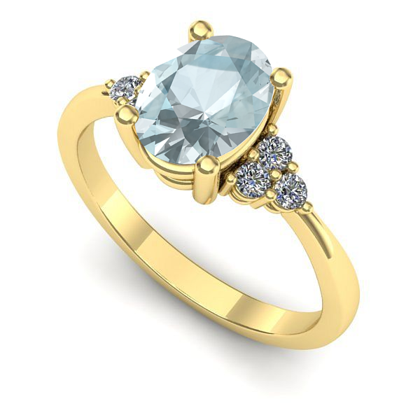 Inel de logodna din aur galben cu aquamarin