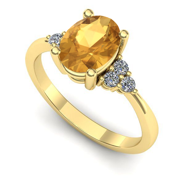 Inel logodna din aur galben cu citrin
