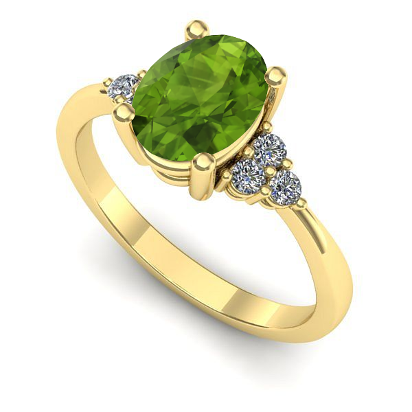 Inel logodna din aur galben cu peridot