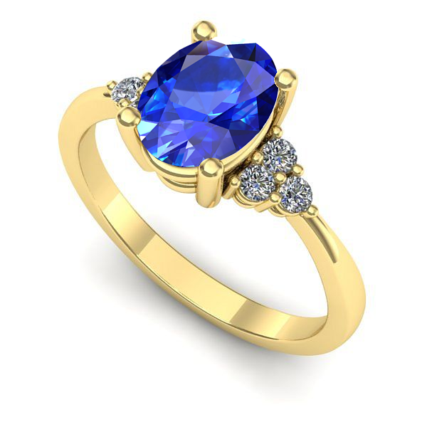 Inel logodna din aur galben cu safir