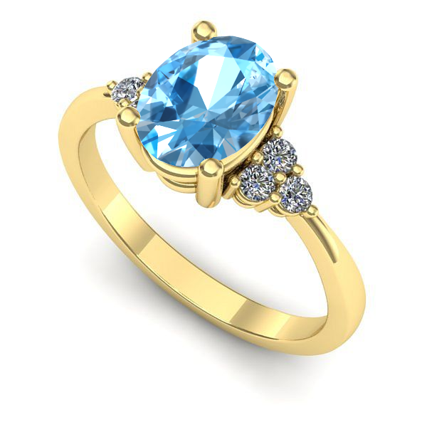 Inel logodna din aur galben cu topaz blue