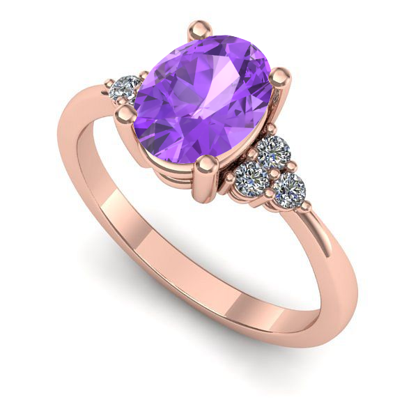 Inel de logodna din aur roz cu ametist
