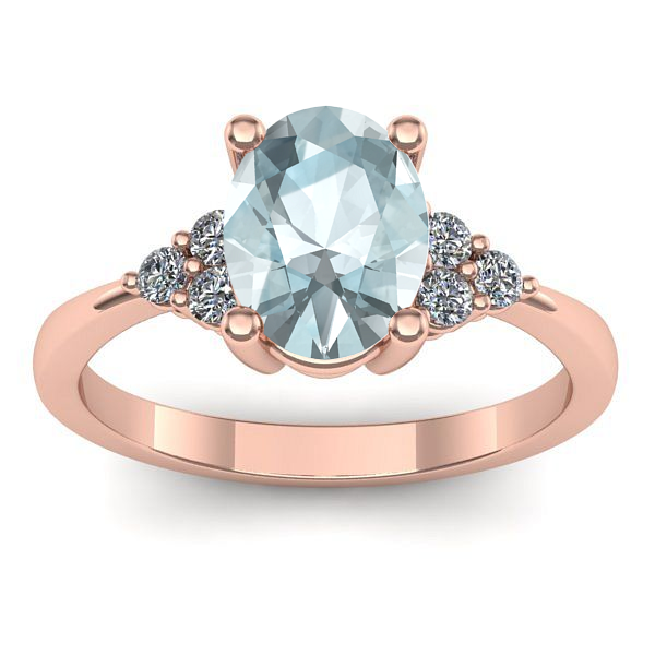 Inel logodna cu aquamarin oval