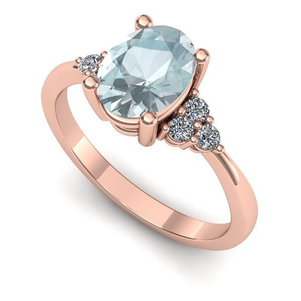 Inel din aur roz cu aquamarin