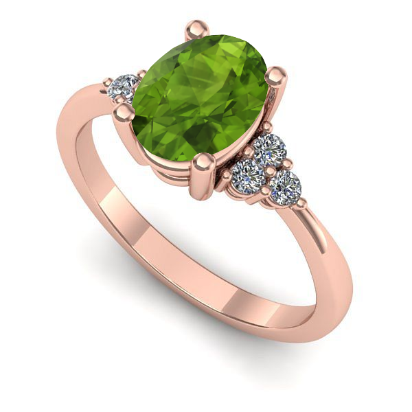 Inel din aur roz cu peridot