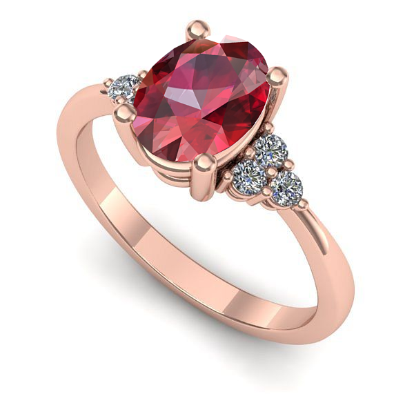 Inel de logodna din aur roz cu rubin