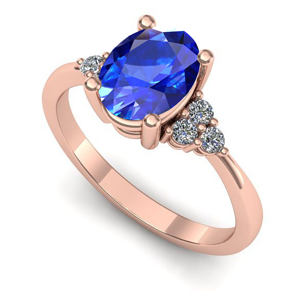 Inel logodna din aur roz cu safir