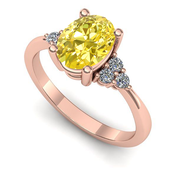 Inel logodna din aur roz cu safir galben