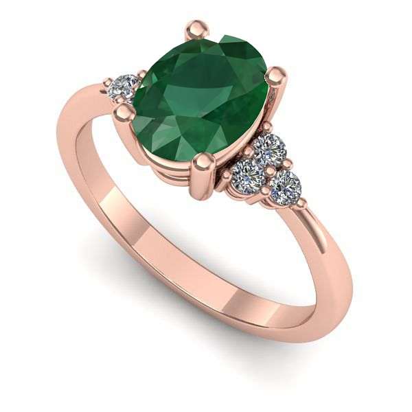 Inel de logodna din aur roz cu smarald