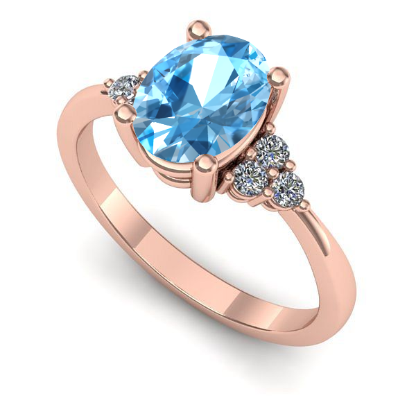 Inel de logodna din aur roz cu topaz blue
