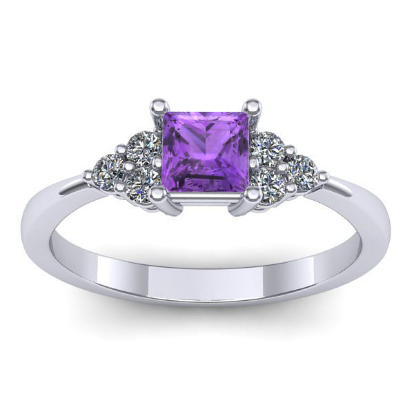 Inel de logodna cu ametist patrat