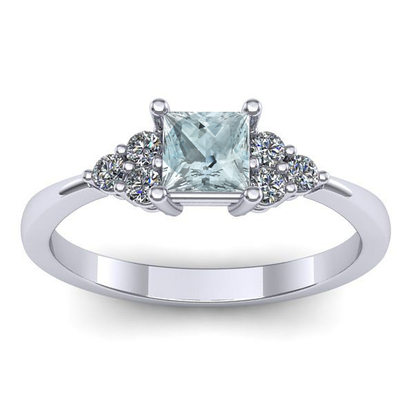 Inel logodna cu aquamarin patrat