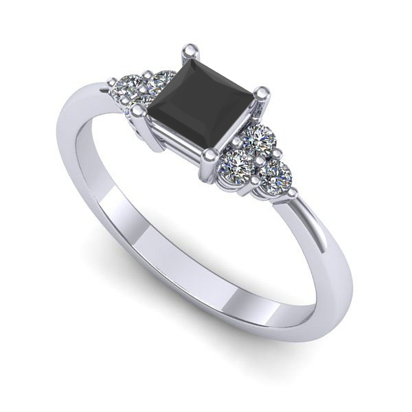 Inel din aur alb cu diamant negru