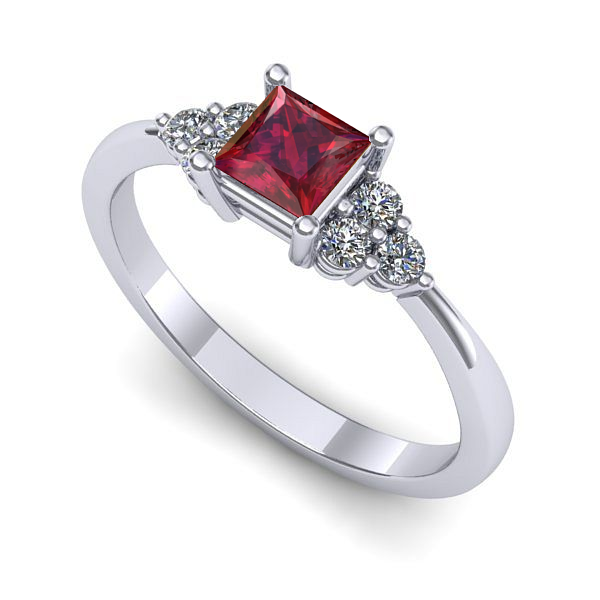 Inel logodna din aur alb cu rubin